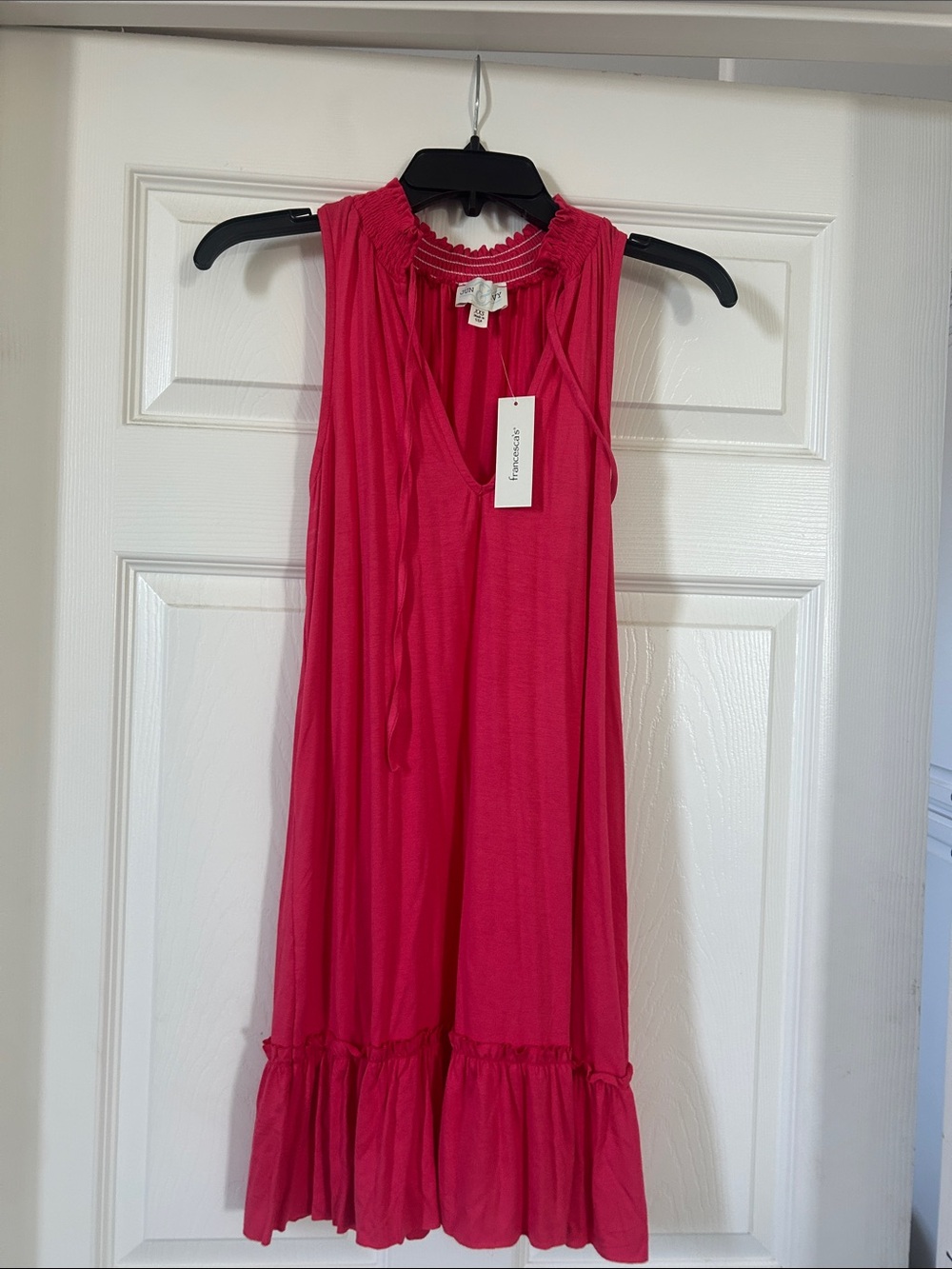 Fuchsia Sleeveless Ruffle-Hem Dress